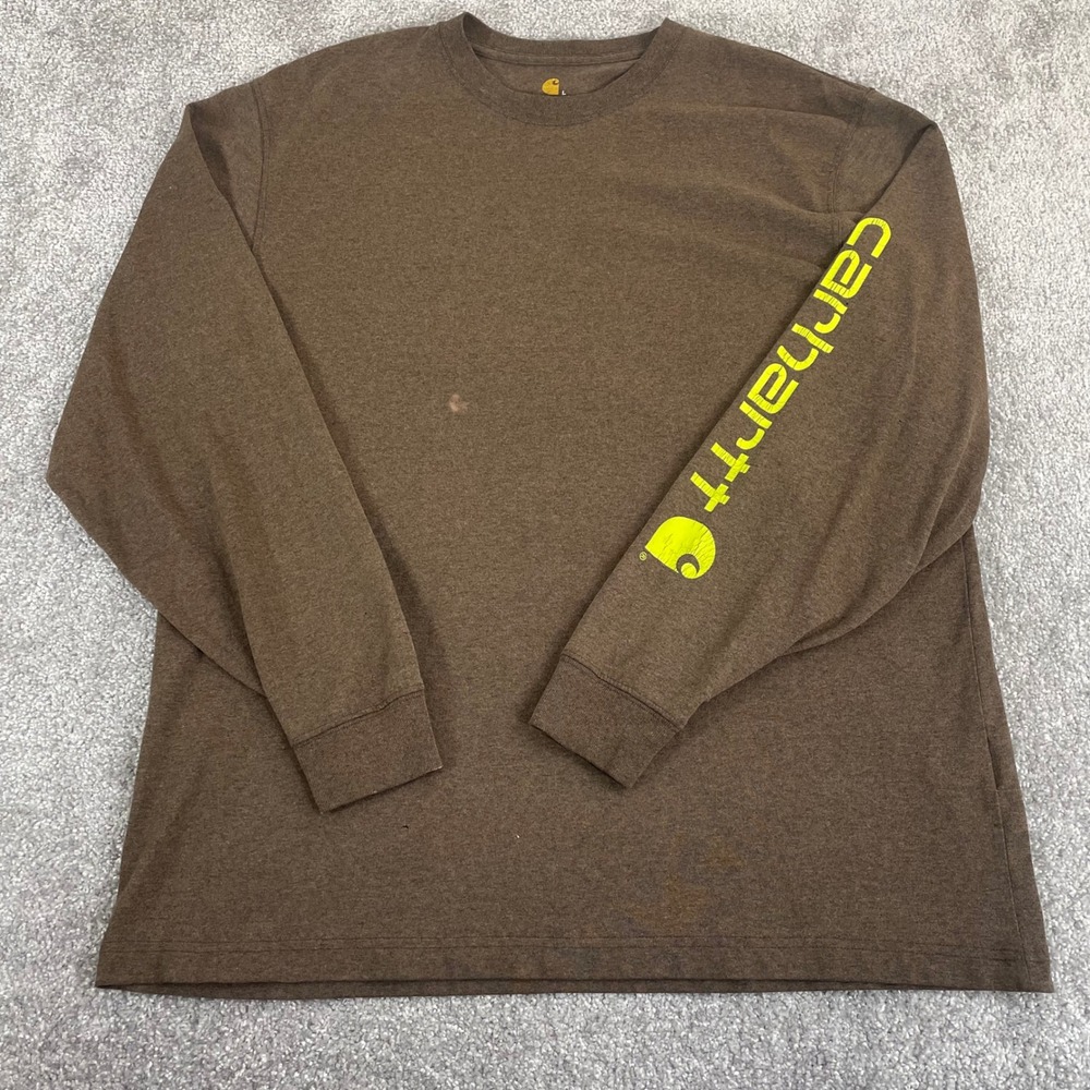 Carhartt‎ T Shirt Mens Large Distressed Dearborn Long Sleeve Logo Original Fit